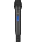 Hand-held microphone with integrated multifrequency transmitter, 672.000-691.975 MHz